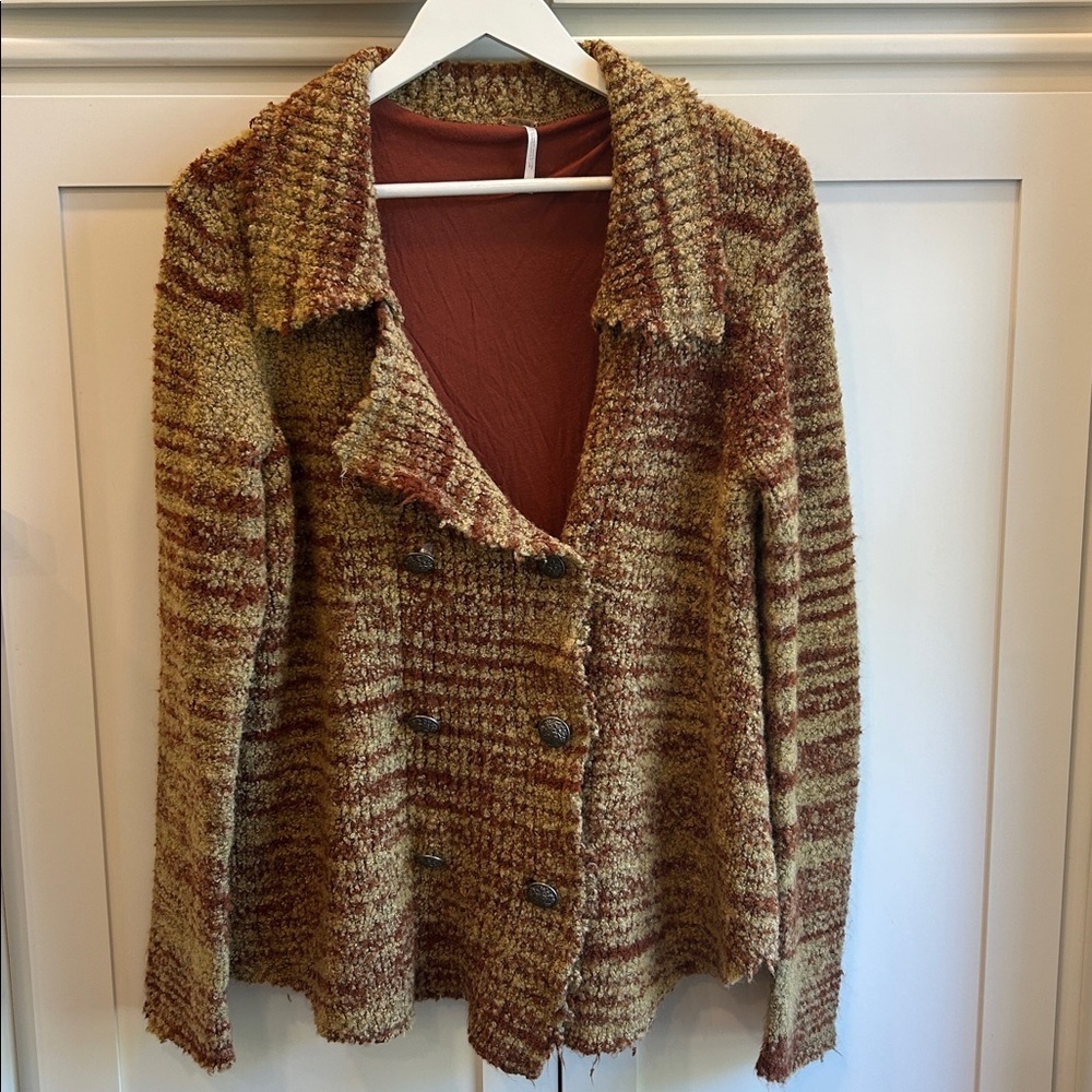 FREE PEOPLE Zebra Yarn Button Down Wool Jacket Coat - Picture 16 of 16